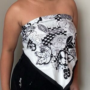 Black and White Floral Bandana Top (XS-M)